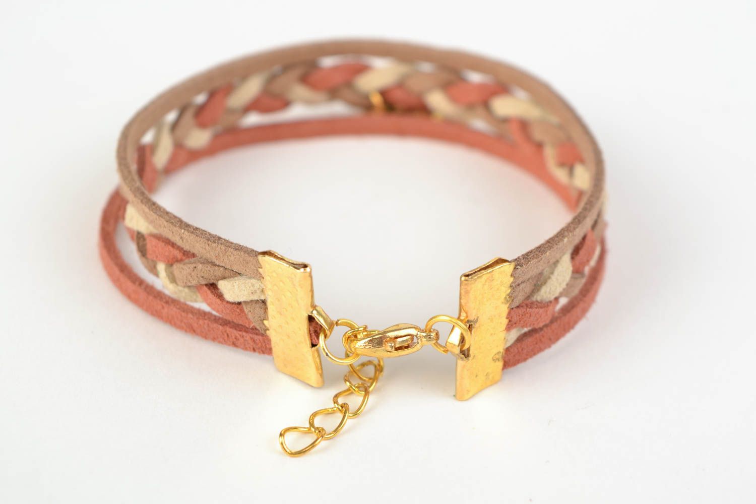 Handmade suede bracelet with charm Elephant designer woven accessory photo 4