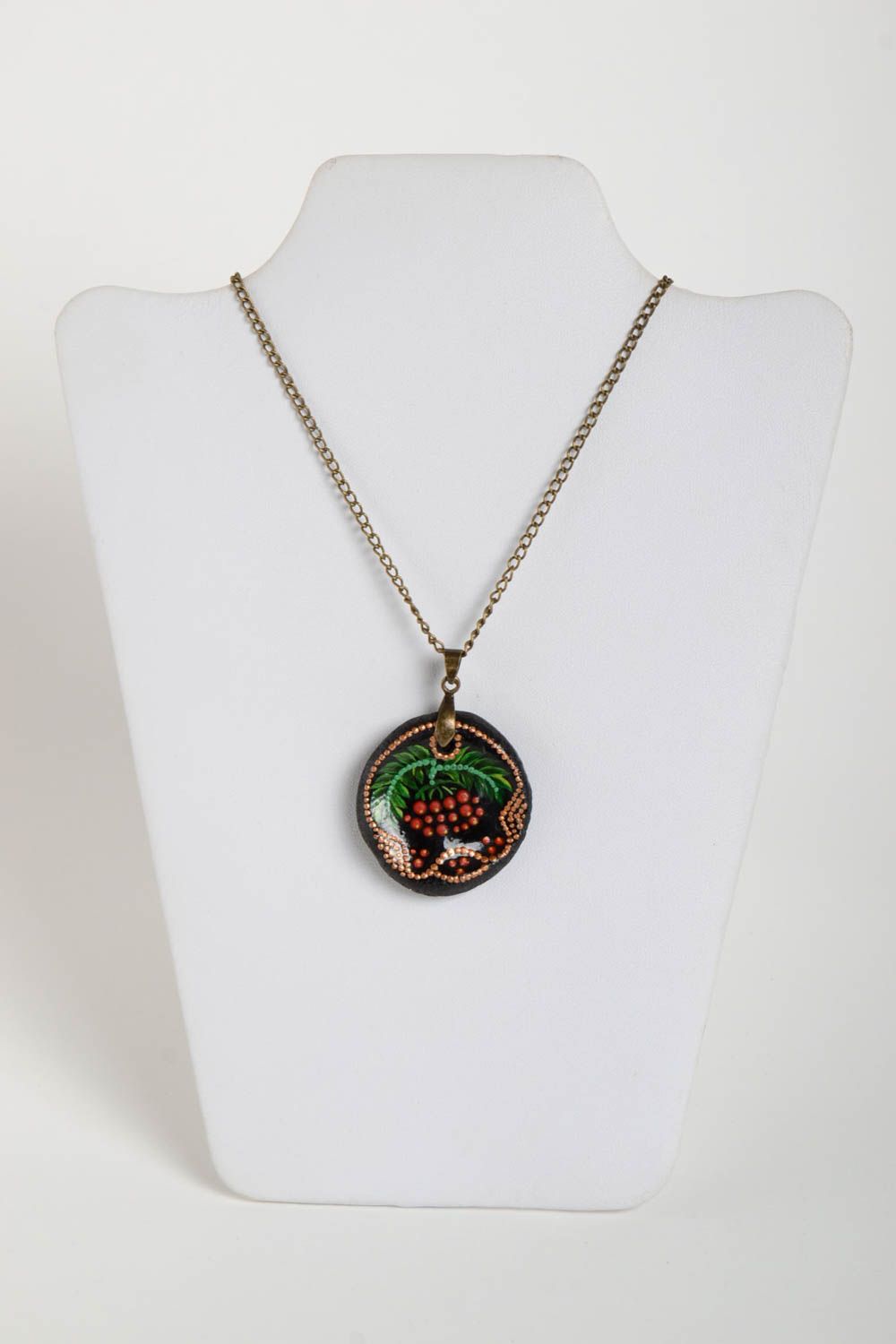 Handmade pendant unusual pendant clay accessory for girls designer jewelry photo 2
