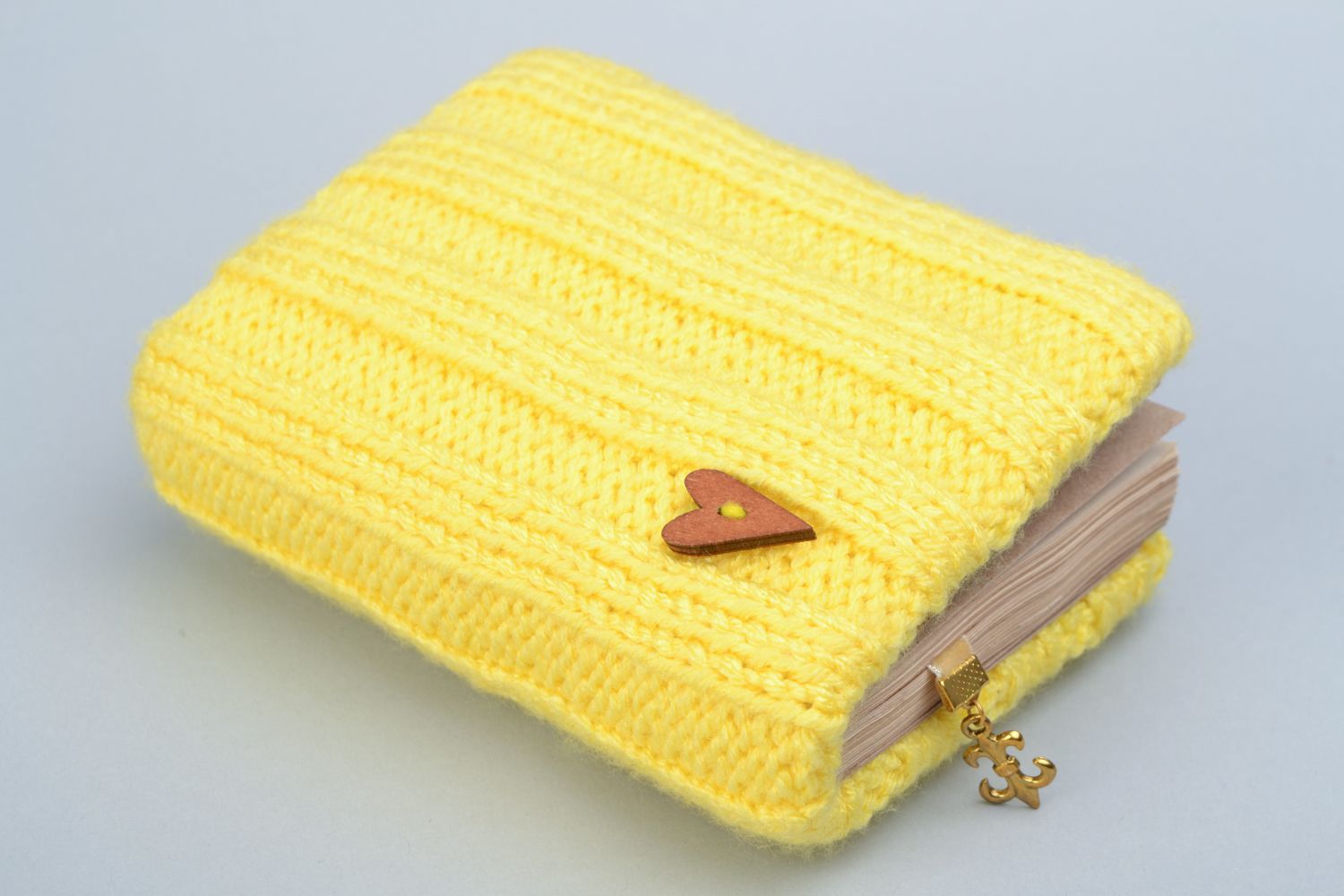 Yellow notebook in knit cover photo 1