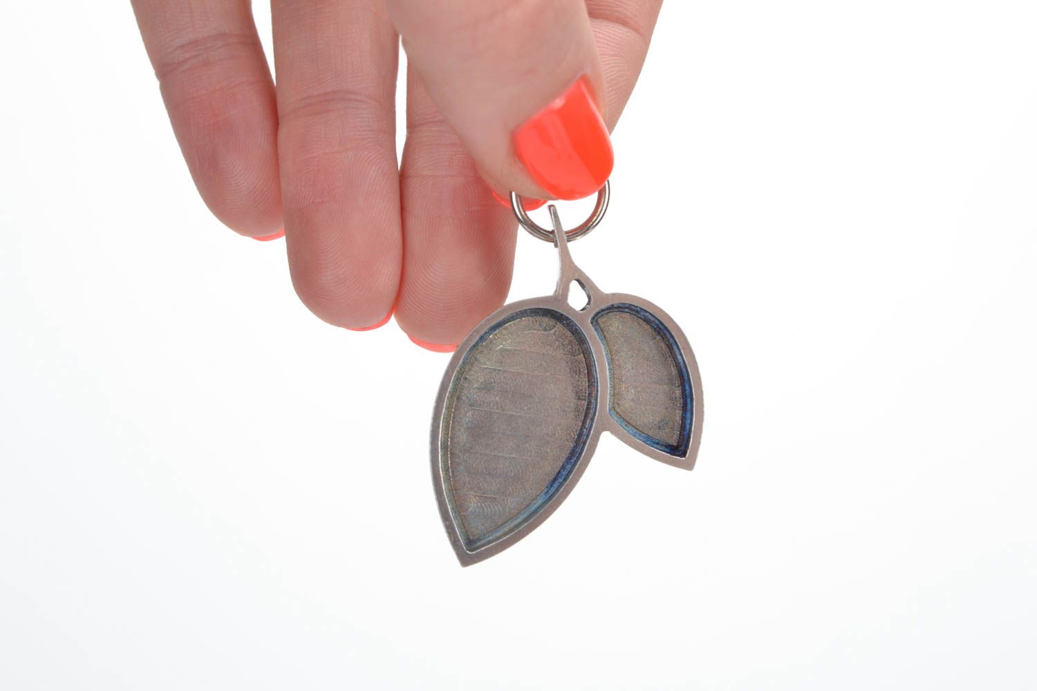 Beautiful DIY metal blank pendant in the shape of leaves craft jewelry supplies photo 5