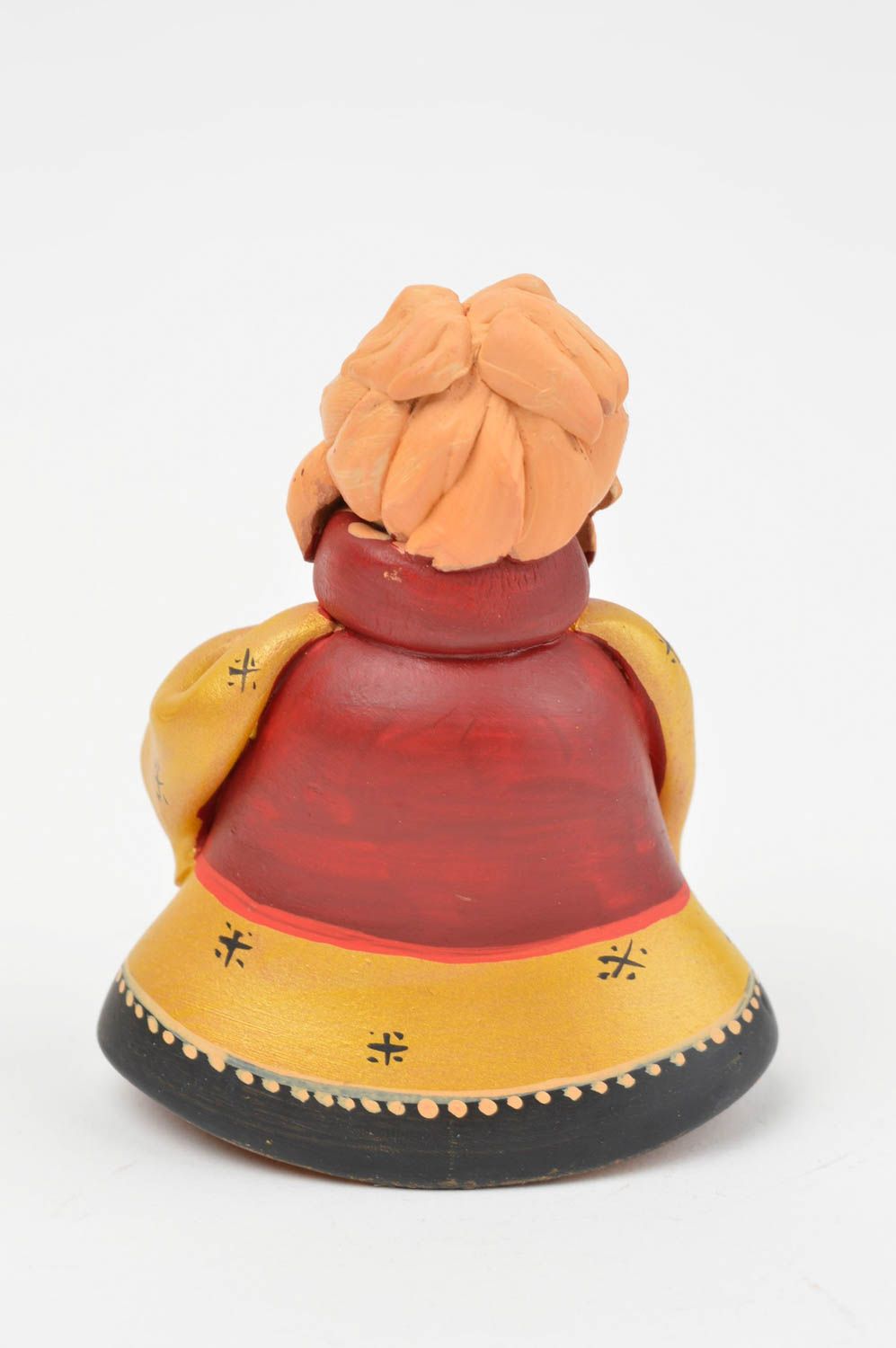 Симпатичный глиняный колокольчик в виде мужичка ручной работы авторский красивый фото 3