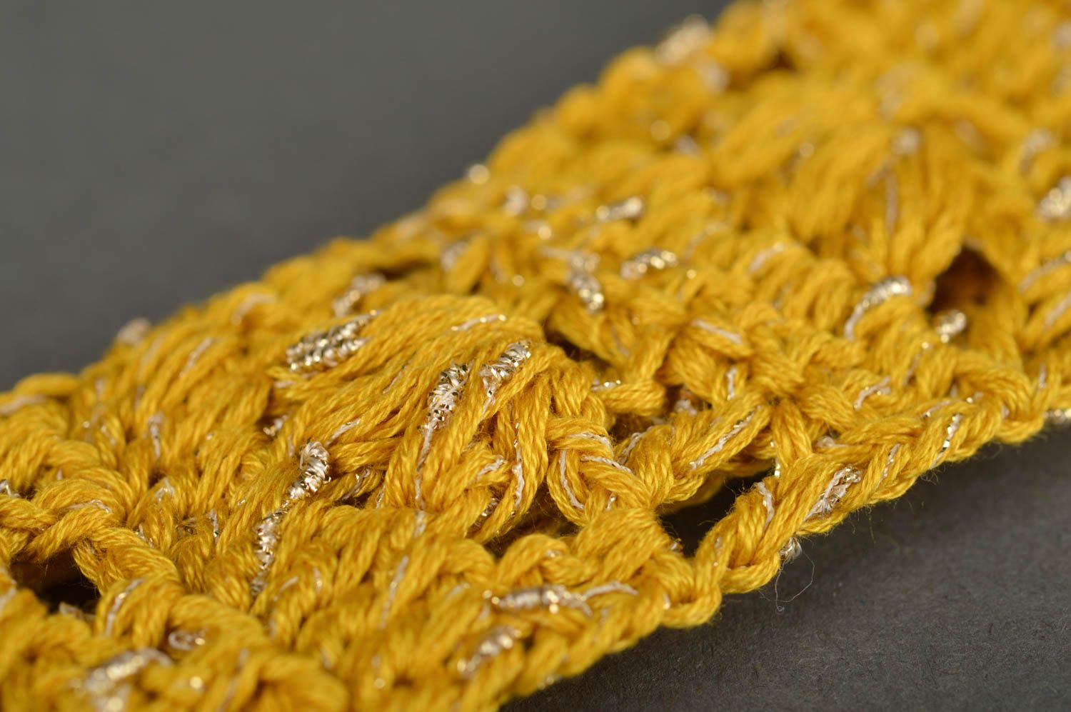 Bandeau cheveux Accessoire fait main tricoté jaune au crochet Cadeau pour enfant photo 3