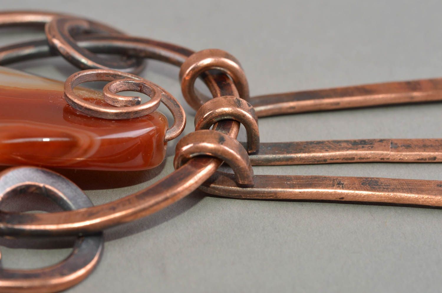 Copper handmade pendant unusual stylish accessory designer beautiful jewelry photo 5