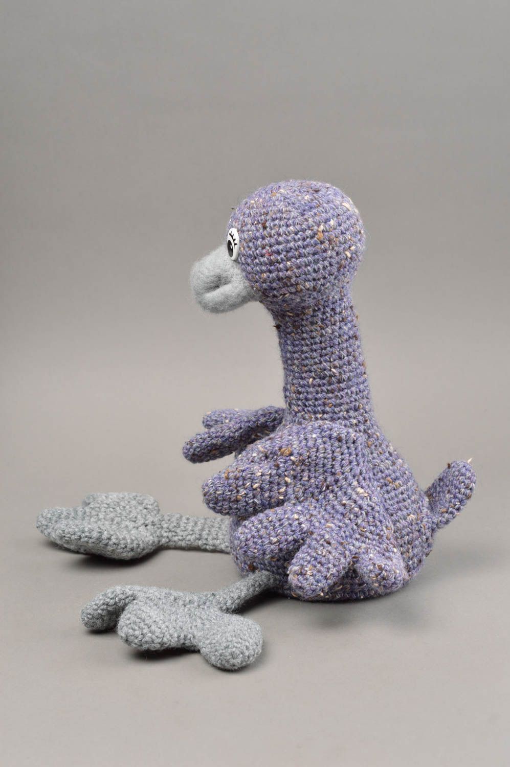 Jouet tricoté au crochet gros oiseau gris fait main décoratif pour enfant photo 2