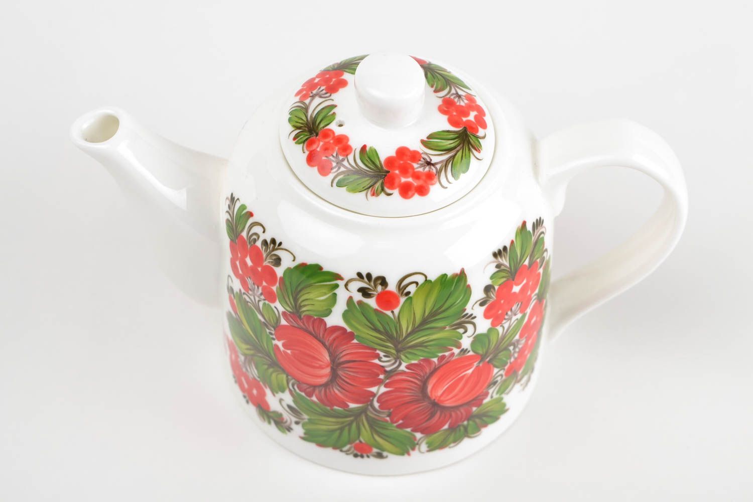 Чайник с Петриковской росписью красивый светлый яркий необычный 500 мл хэнд мейд фото 3