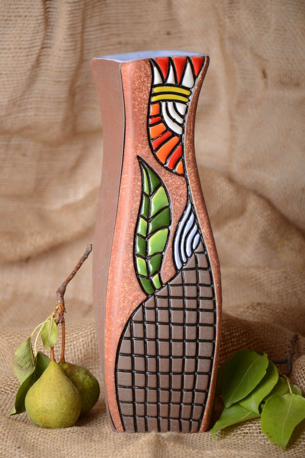 Сувенир ручной работы керамическая ваза для цветов декор интерьера цветок фото 1