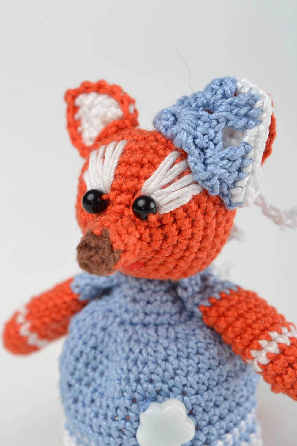 Marionnette doigt tricot Jouet fait main renard fils coton crochet Cadeau enfant photo 4