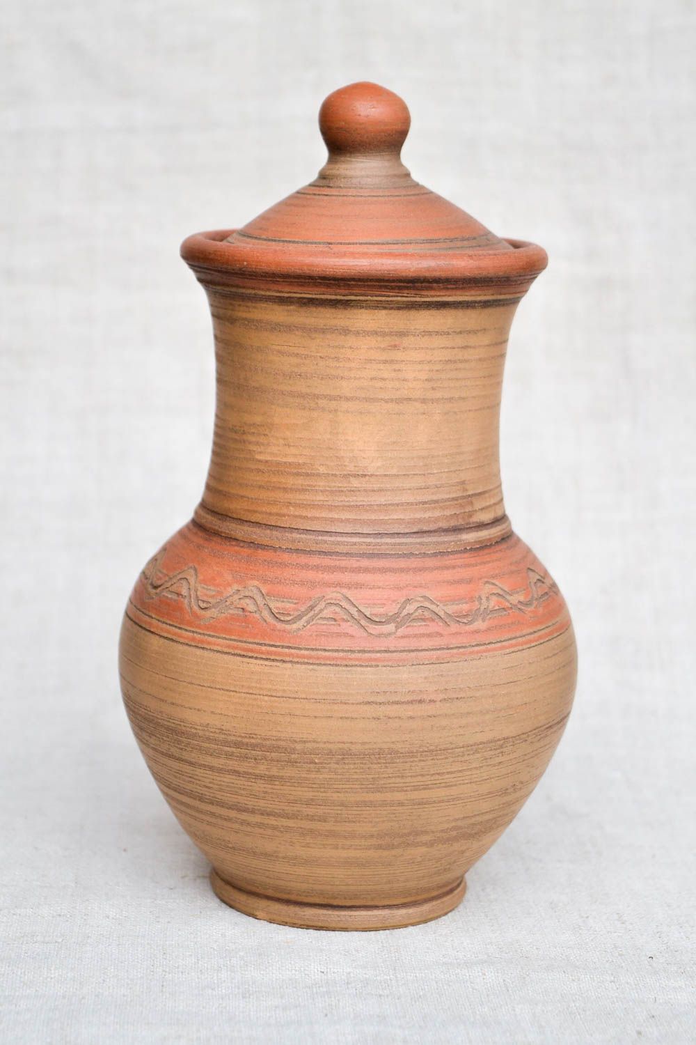 Handmade Ton Geschirr Krug aus Ton originelles Geschenk Keramik Karaffe foto 5