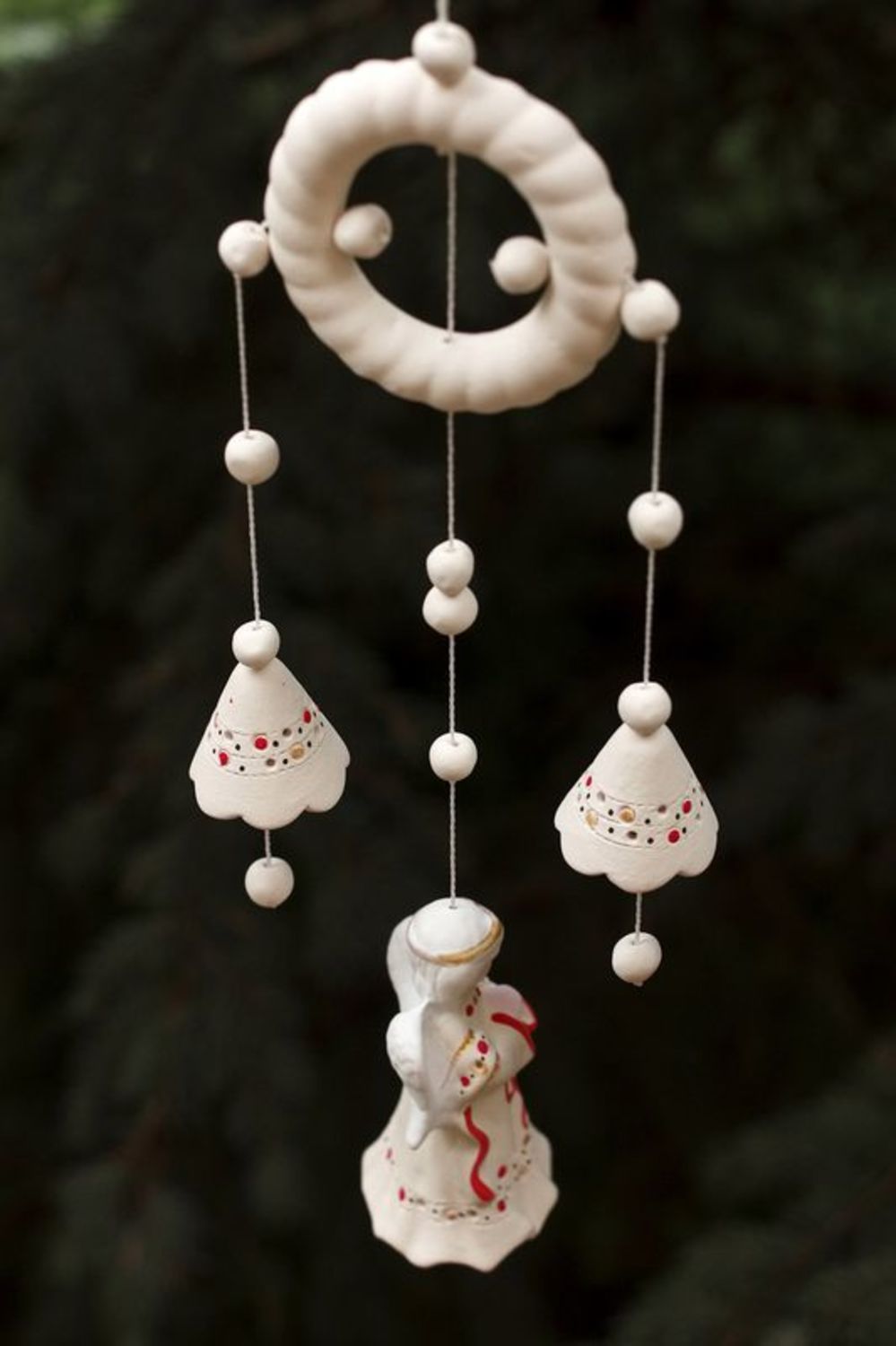 Campanelli d'autore in ceramica fatti a mano campanelle tenere bianche
 foto 2