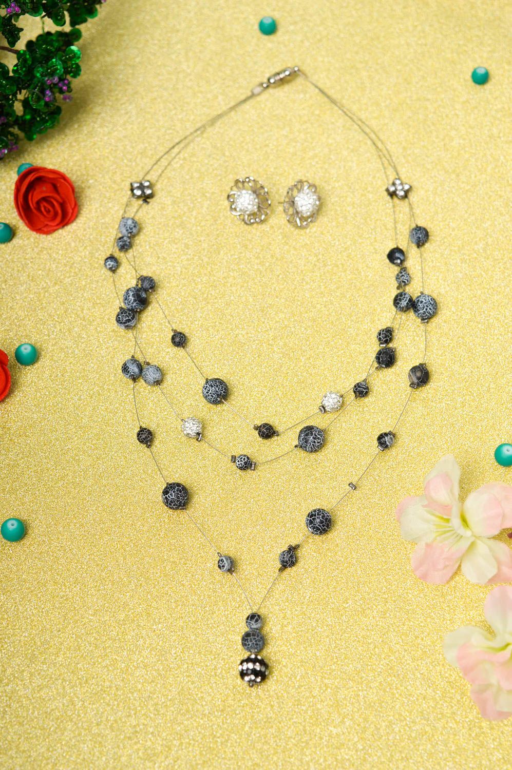 Handmade beaded jewelry set beaded necklace and earrings beautiful jewellery photo 1