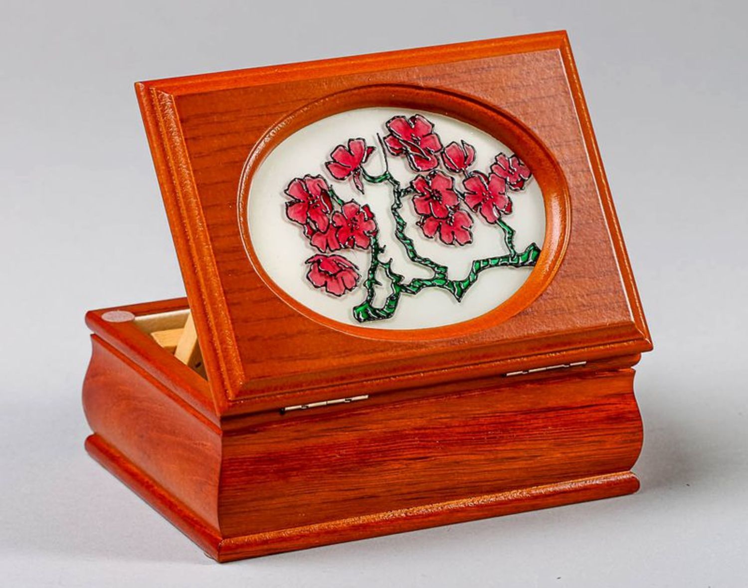 Jewelry box with stained glass painting Sakura photo 2