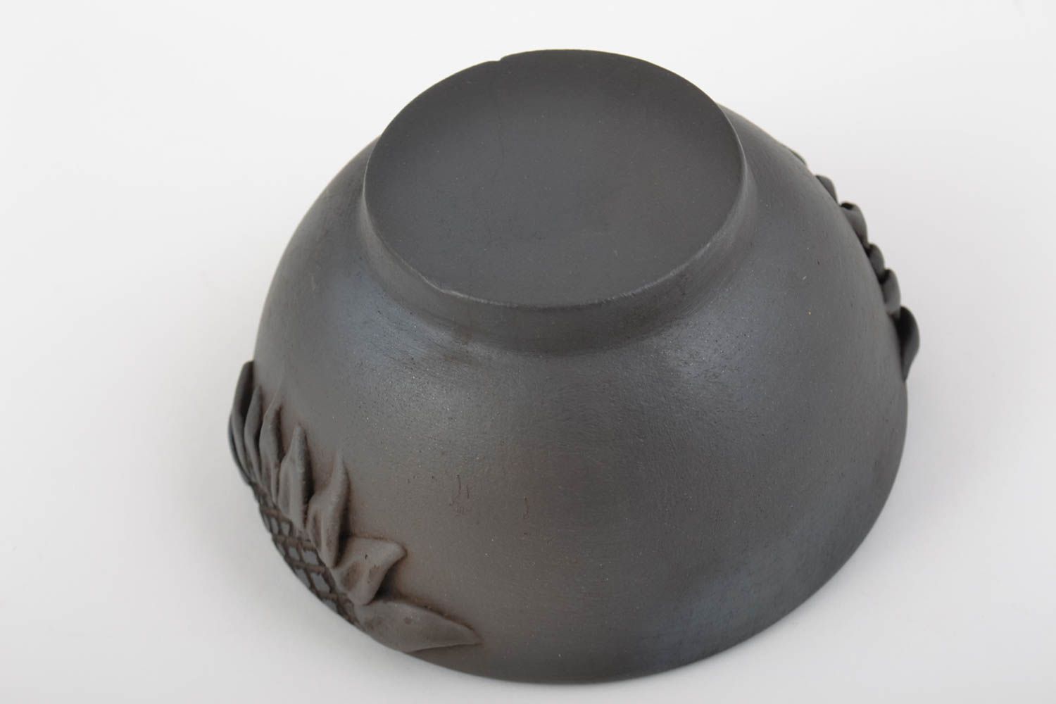 Пиала из чернодымленной керамики ручной работы красивая авторская 400 мл фото 5