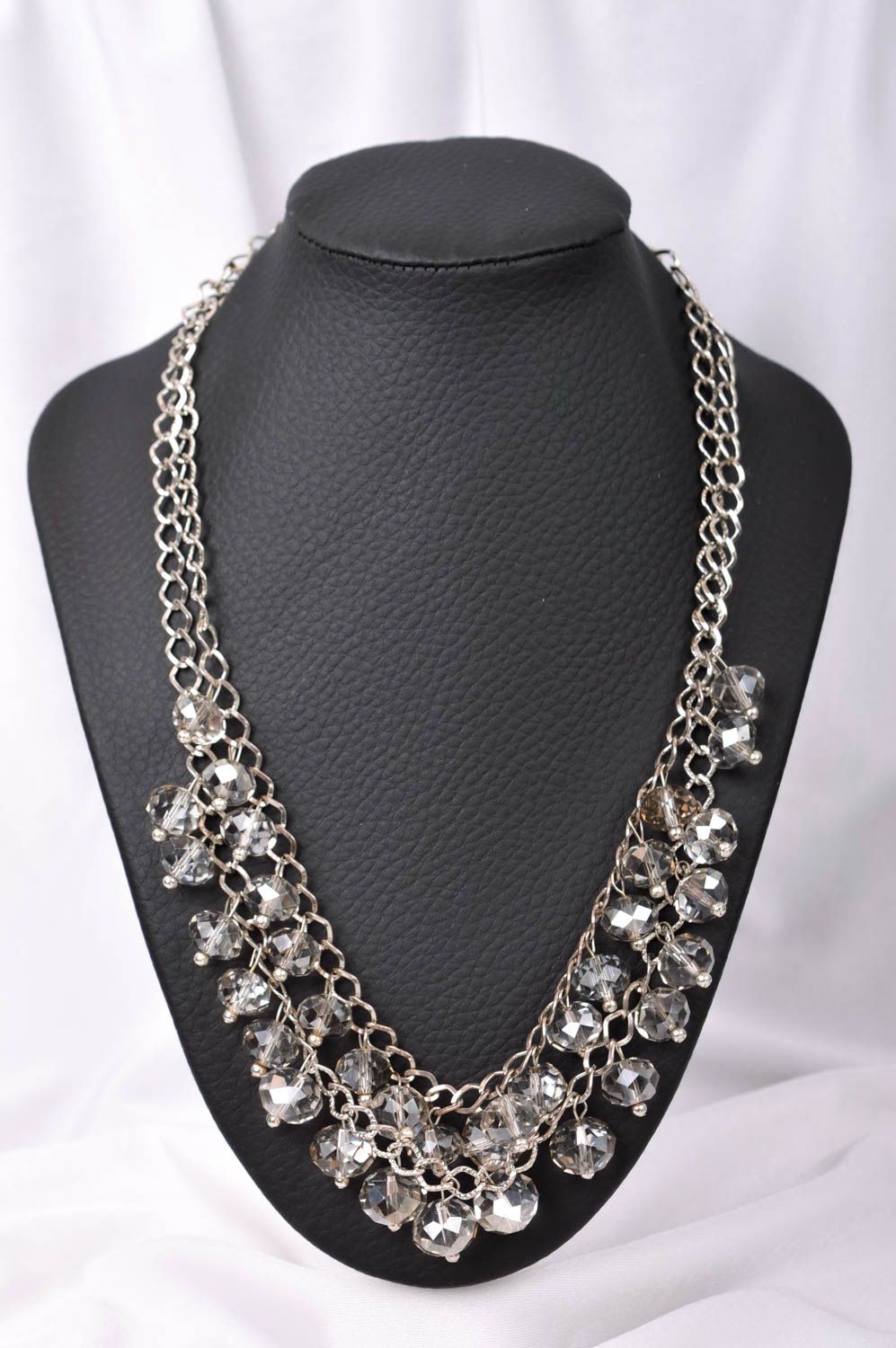 Handmade elegant metal necklace unusual massive necklace feminine jewelry photo 1