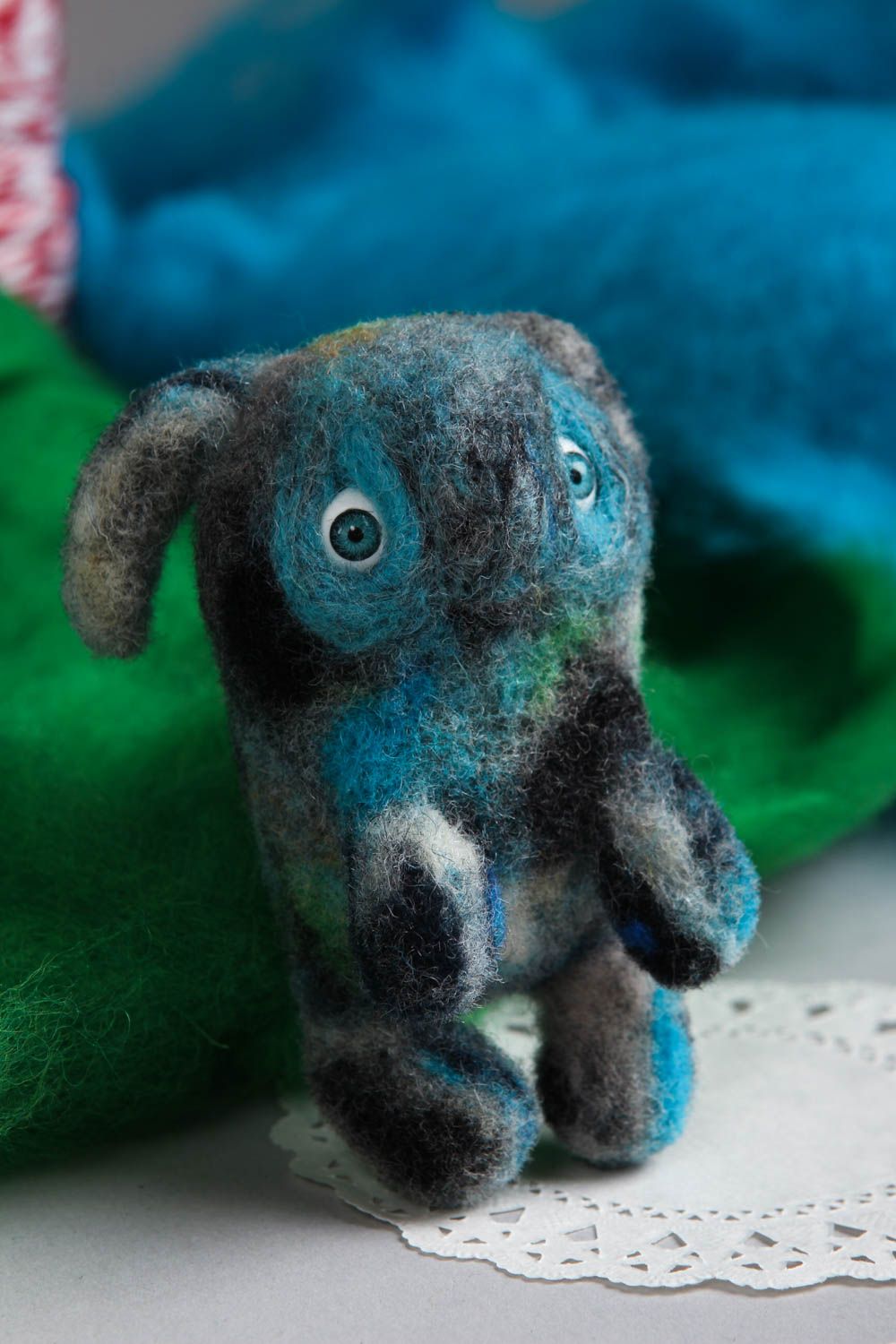 Handmade Filz Tier Hase Spielzeug Kuscheltier für Kleinkinder aus Wolle lustig foto 1