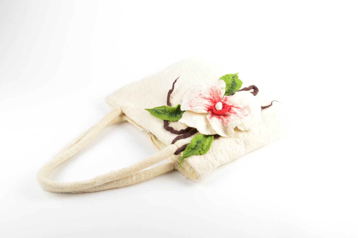 Handmade designer woolen bag unusual female bag elegant winter accessory photo 3