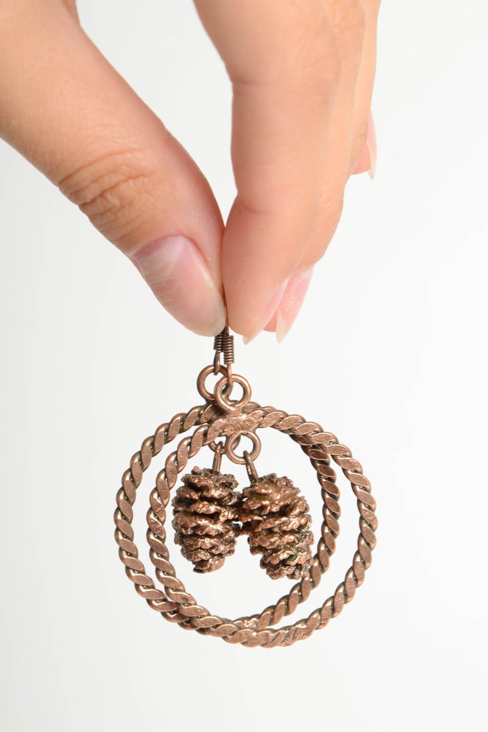 Unusual handmade metal earrings stylish copper earrings accessories for girls photo 5