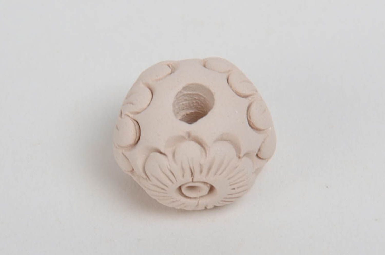 Handmade Keramik Perle weiß mit Muster Rohling für Schmuck ethnisch schön foto 3