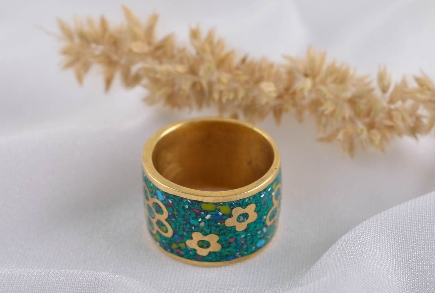 Широкое кольцо ручной работы женское кольцо латунное эксклюзивное кольцо фото 1