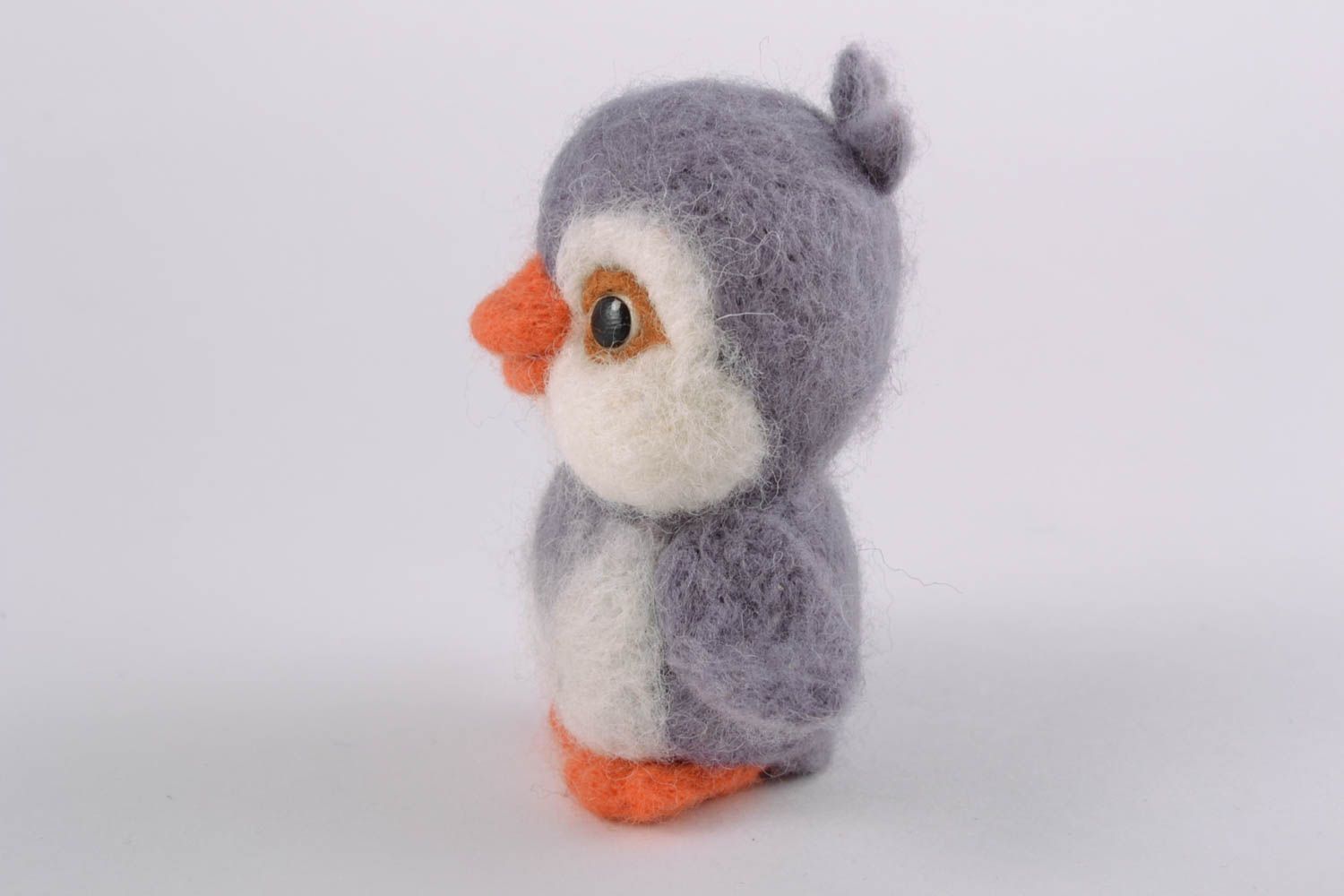 Figurine en laine feutrée faite main décoration pour maison Pingouin mignon photo 5