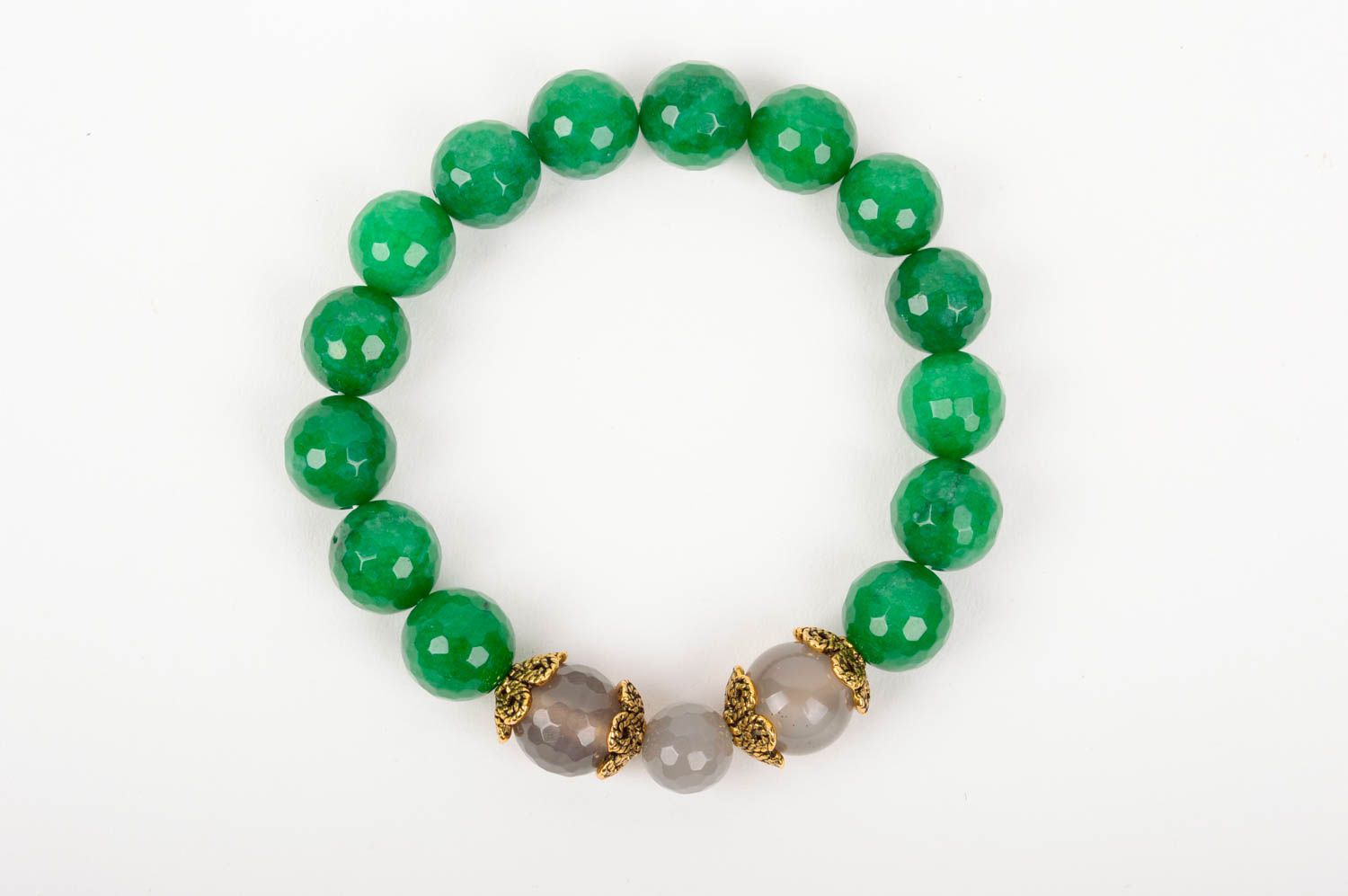 Bracelet pierres naturelles Bijou fait main vert Cadeau femme original délicat photo 1