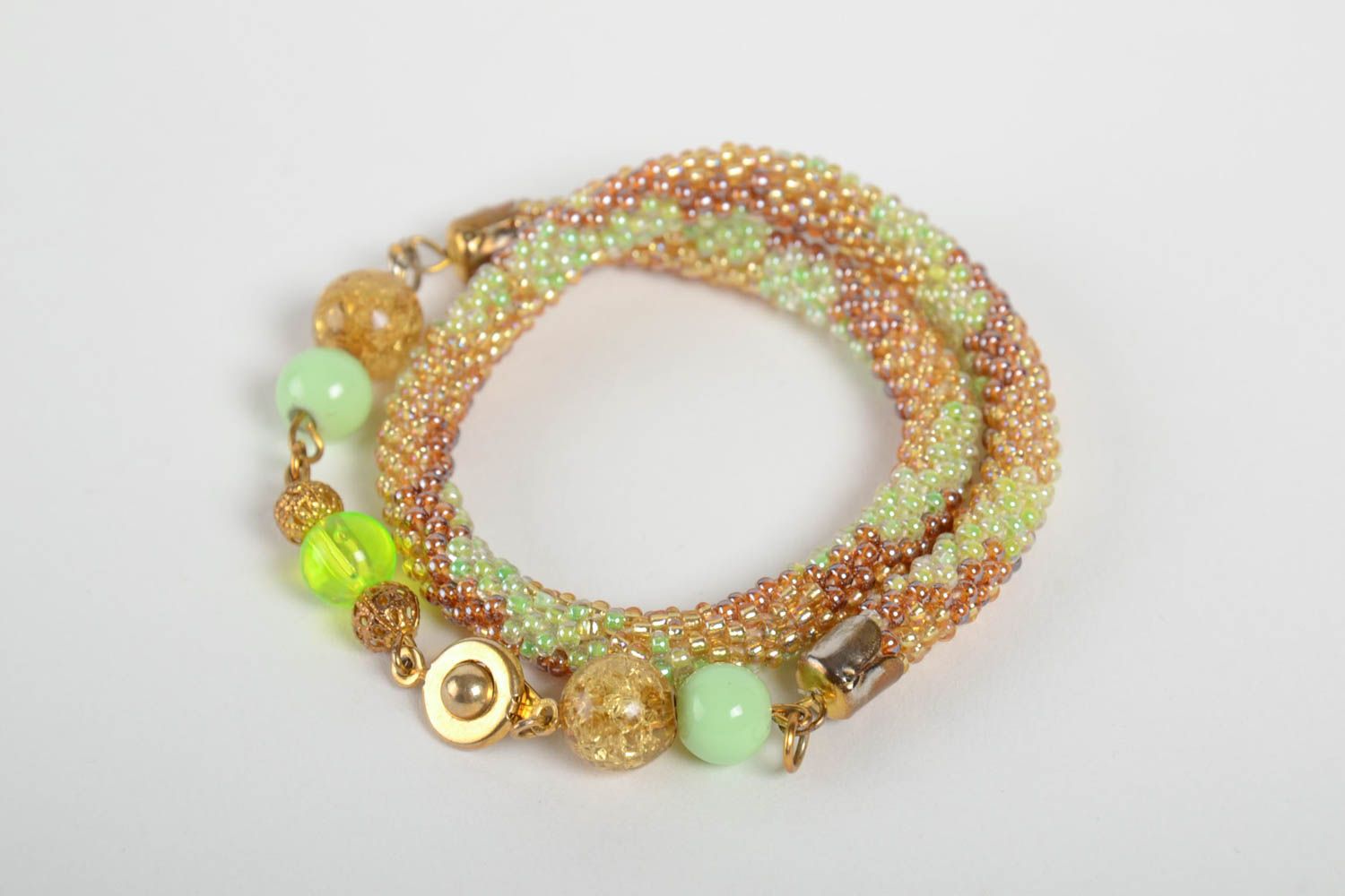 Bracelet perles de rocaille Bijou fait main deux tours Accessoire femme photo 3