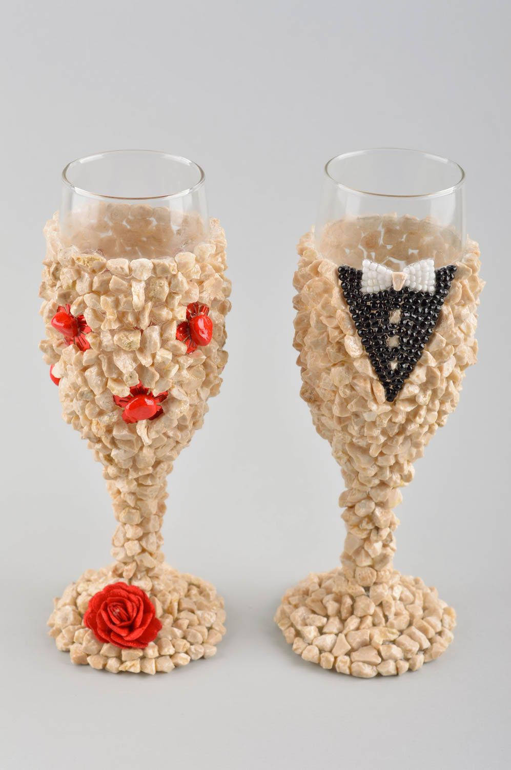 Stylish handmade champagne glasses 2 wedding glasses stemware ideas wedding gift photo 2
