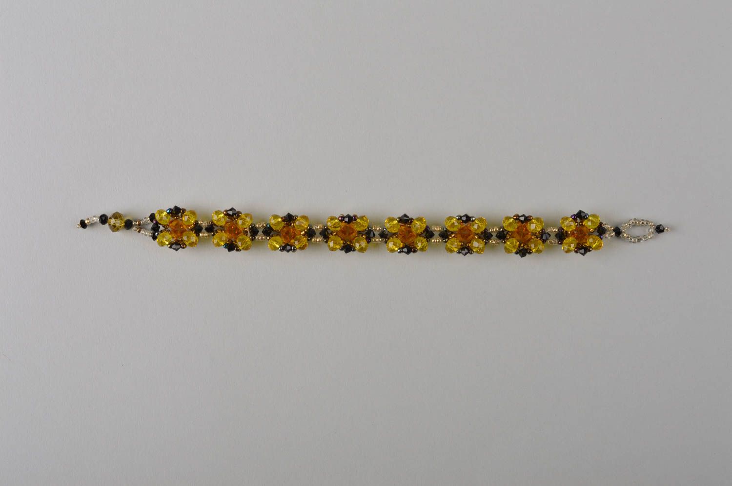 Бижутерия ручной работы модный браслет желтый с черным бижутерия из бисера фото 5