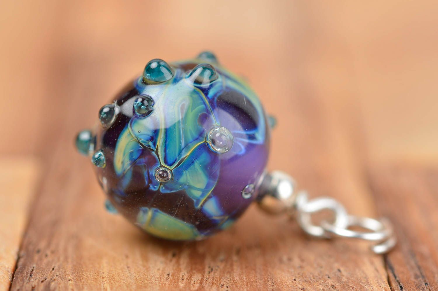 Perle en verre fait main Fourniture pour bijoux Loisirs créatifs bleue originale photo 2