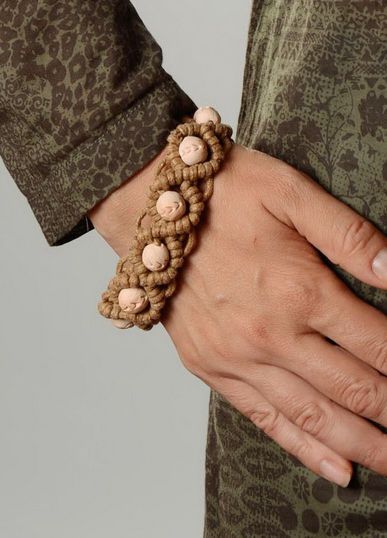 Geflochtenes Armband aus Keramik und Baumwollfaden foto 5