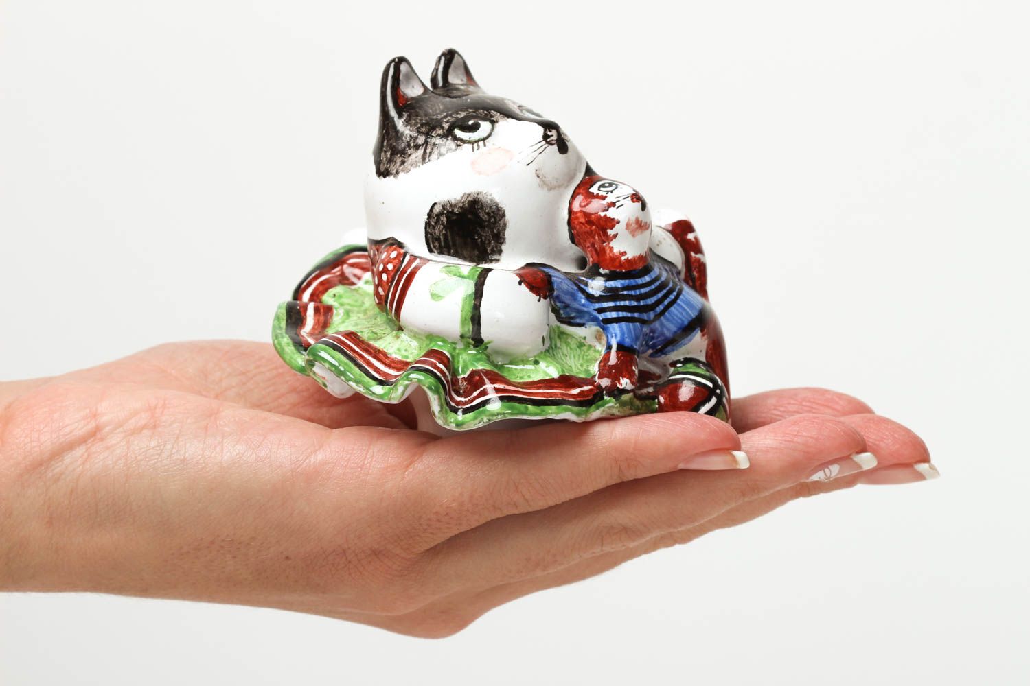 Handmade Deko Dekofigur Katze ausgefallenes Geschenk Katze Figur Keramik  foto 5