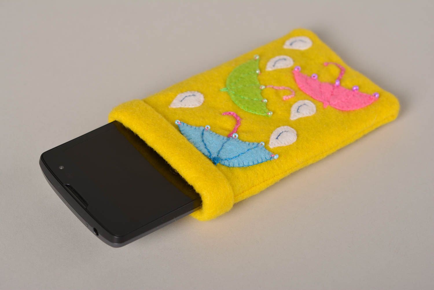 Handmade Stoff Handtasche Smartphone Tasche Handy Hülle Tasche für Handy gelb foto 2
