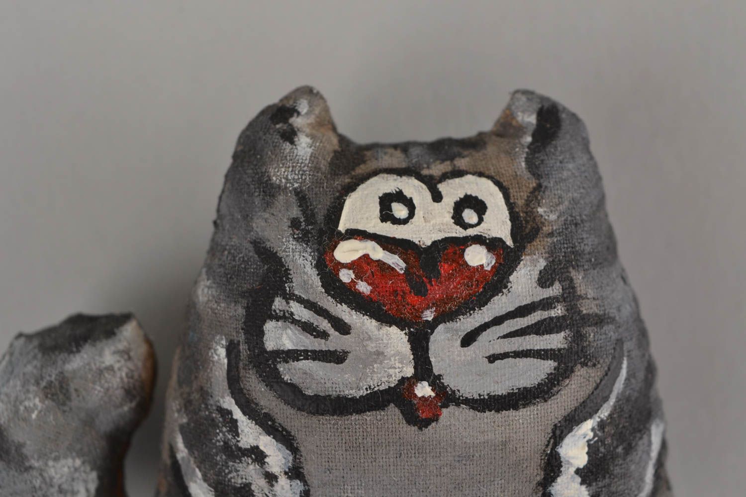 Aromatisierter handmade Stoff Kühlschrankmagnet Katze mit Acrylfarben bemalt foto 4