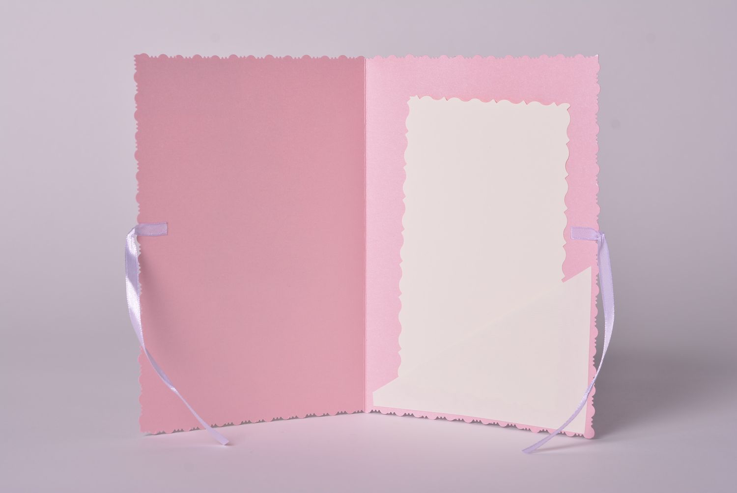 Carte de voeux fait main en carton rose avec lilas quilling Cadeau original photo 5