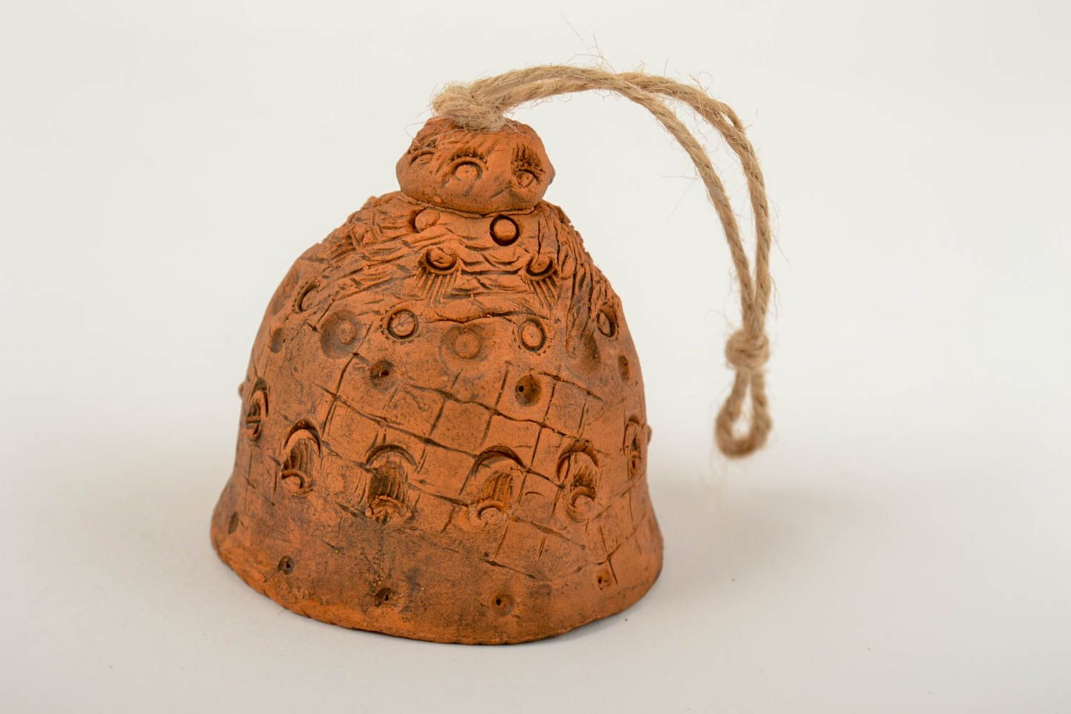 Campanello decorativo fatto a mano in ceramica souvenir di terracotta originale foto 5
