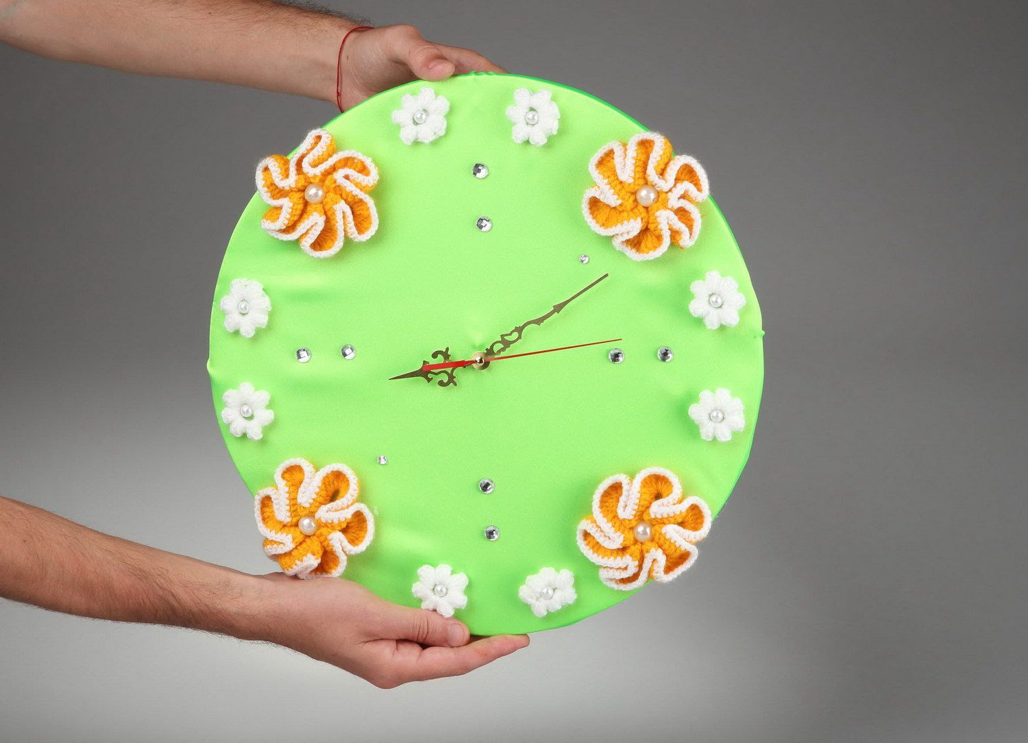 Handmade clock with flowers photo 5