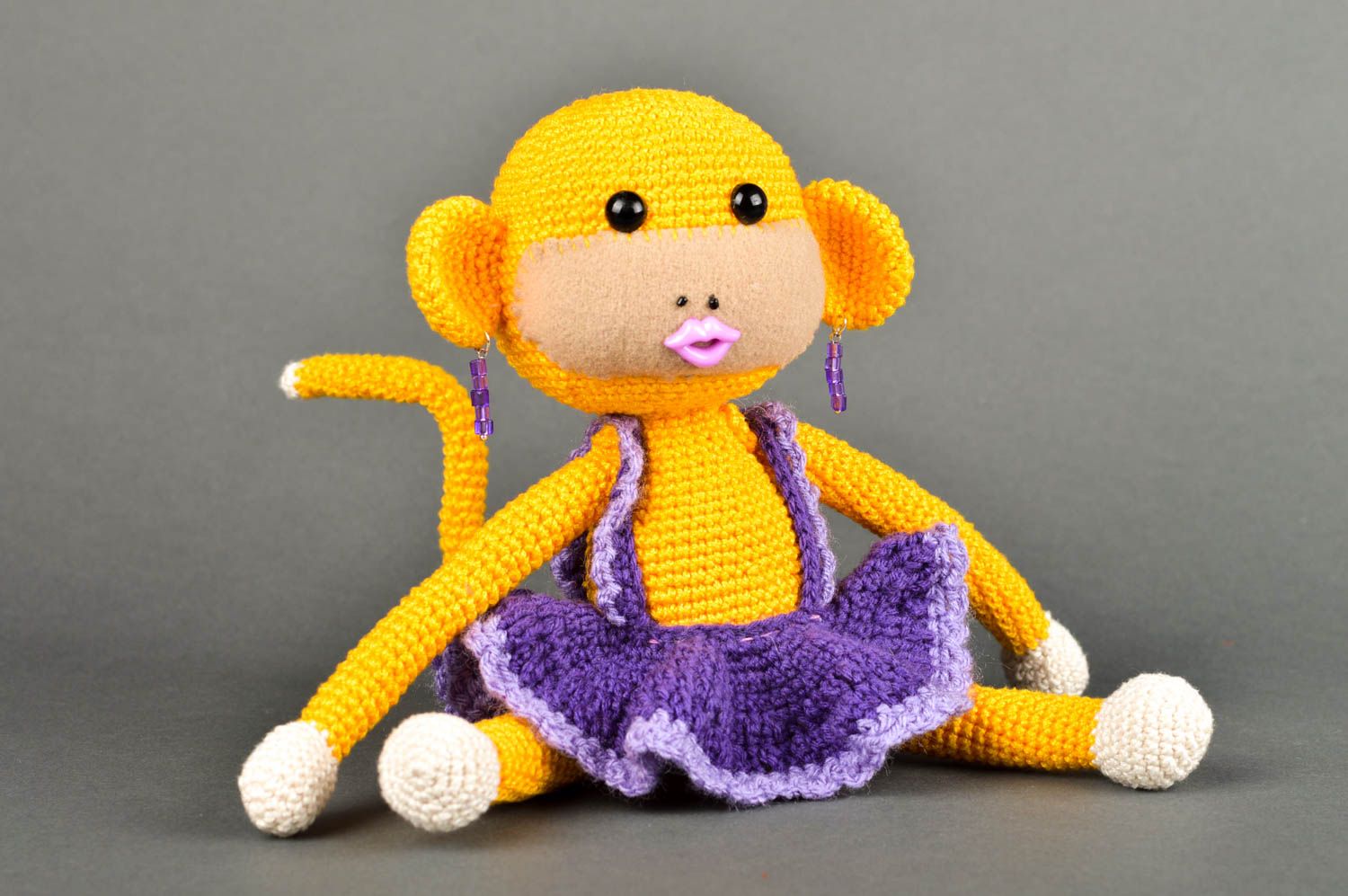 Peluche de animal mono hecho a mano juguete tejido regalo original para niño  foto 2