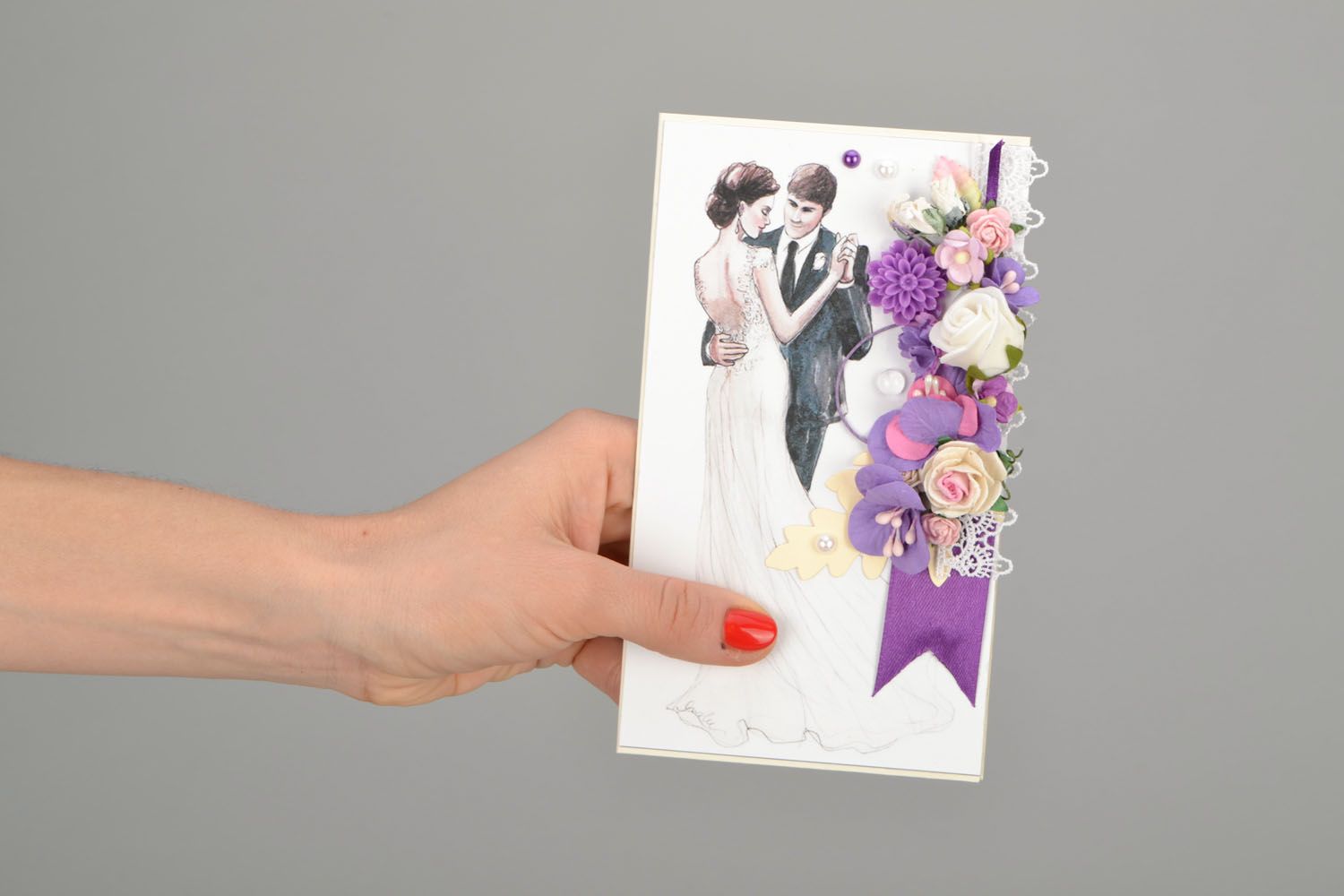 Designer postcard with flowers photo 2