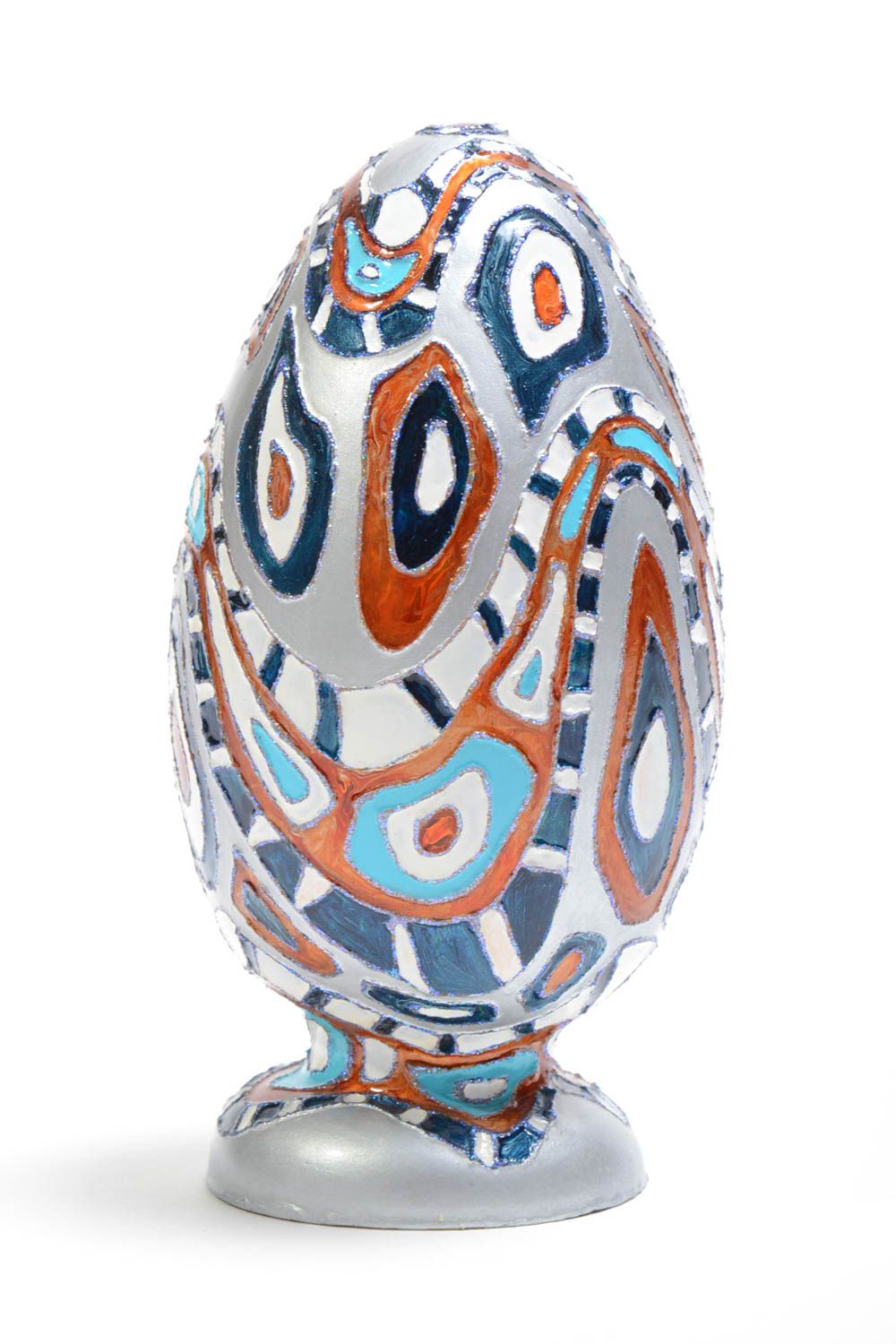Handmade Deko Ei Figur aus Glas Tischdeko für Ostern mit Vitrage Malerei foto 2