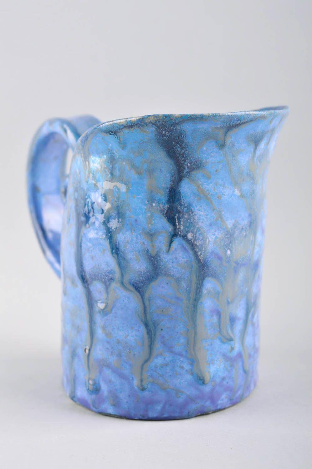 Cruche à l'eau fait main Vaisselle céramique bleue Déco de table 30 cl photo 3