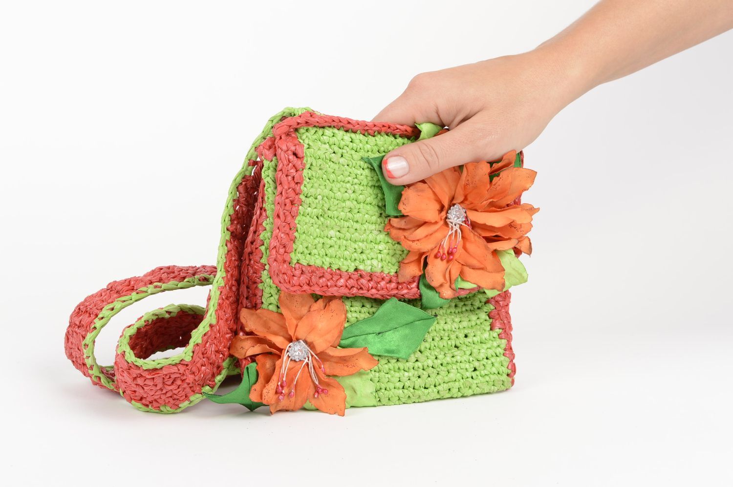 Crochet sac plastique fait main Sac à main Accessoire enfant Idée cadeau photo 5