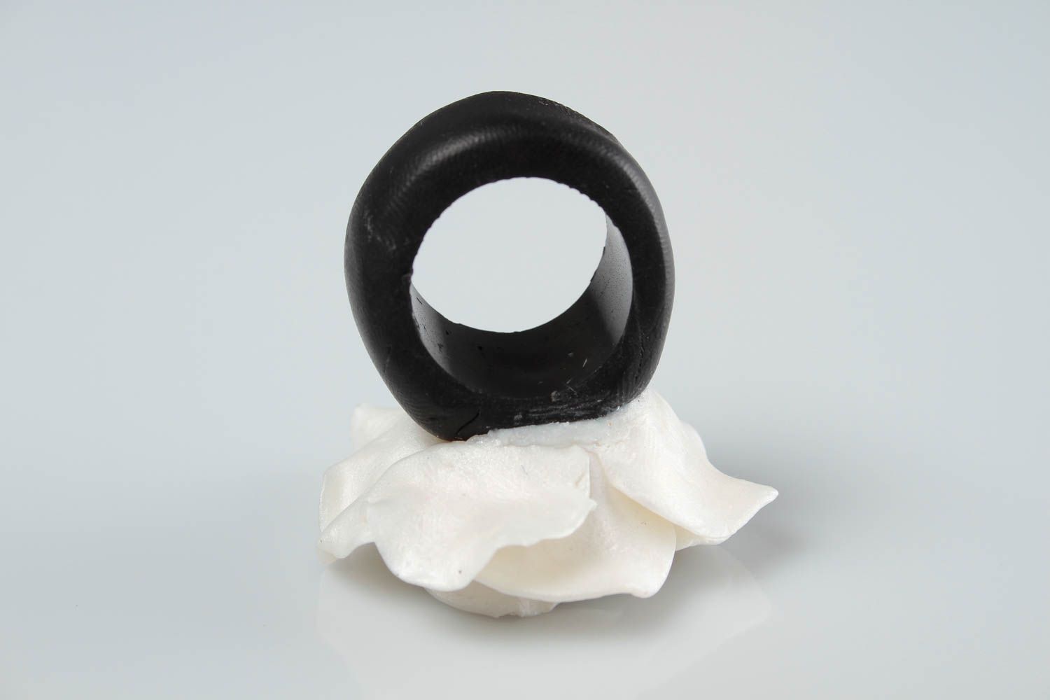 Кольцо ручной работы украшение из полимерной глины украшение кольцо с маком фото 5