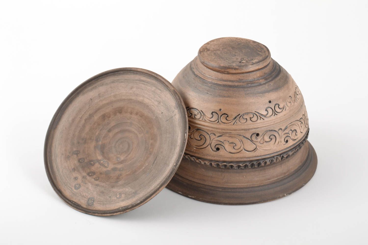 Pote de arcilla artesanal bonito original grande vajilla ecológica cerámica 1 l foto 5