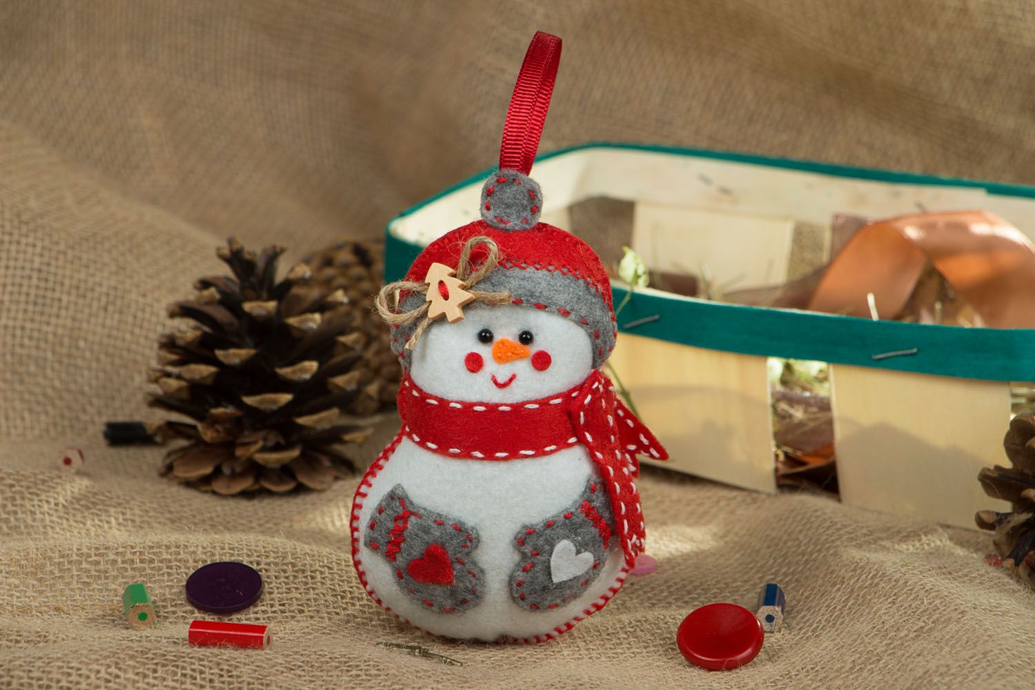 Christmas toy made of felt Snowman photo 5