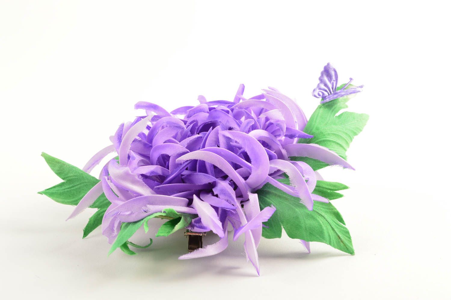 Handgefertigt Blumen Haarspange Haarschmuck Blüte Geschenk für Frauen lila foto 3