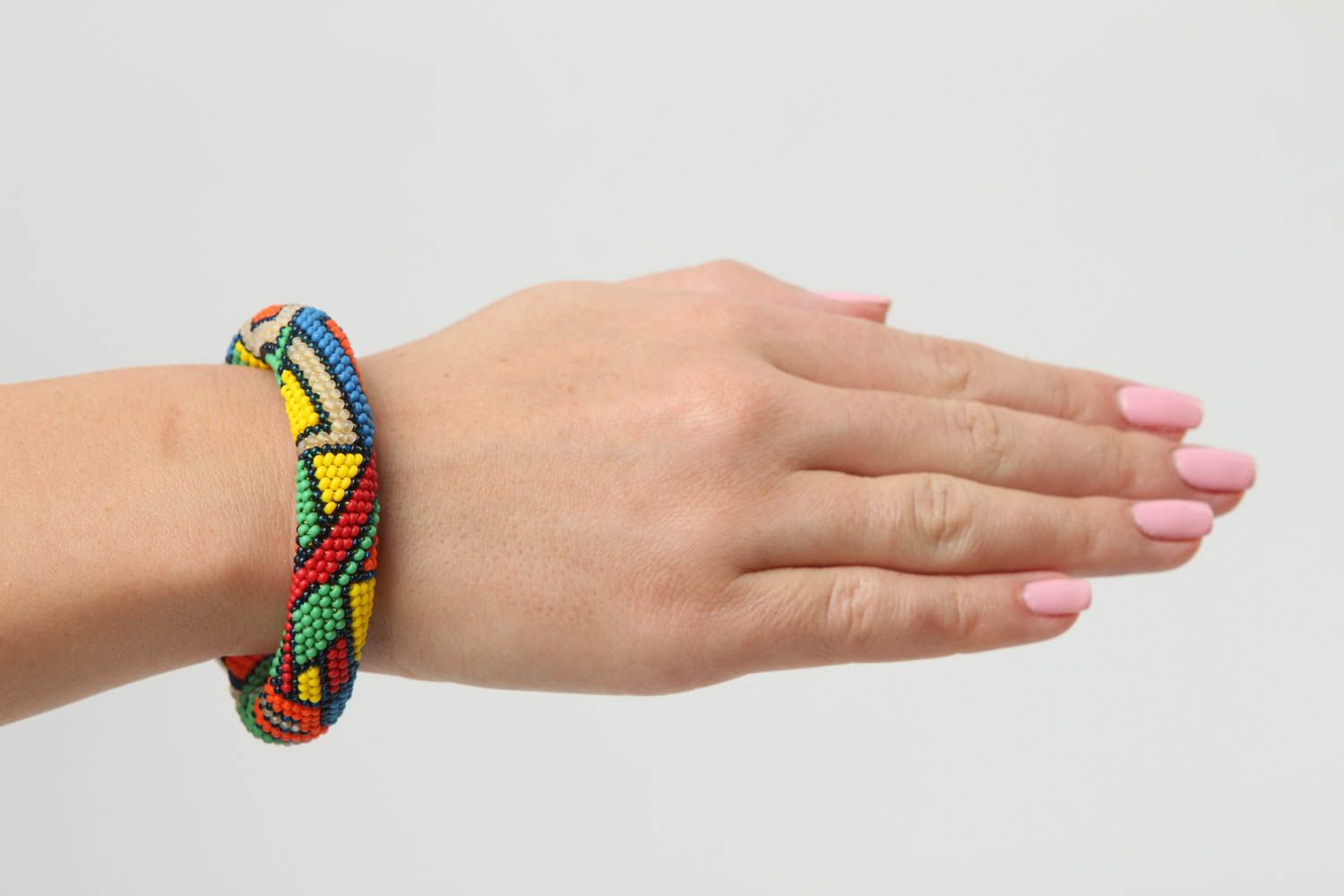 Bracelet spirale multicolore Bijou fait main perles de rocaille Accessoire femme photo 5