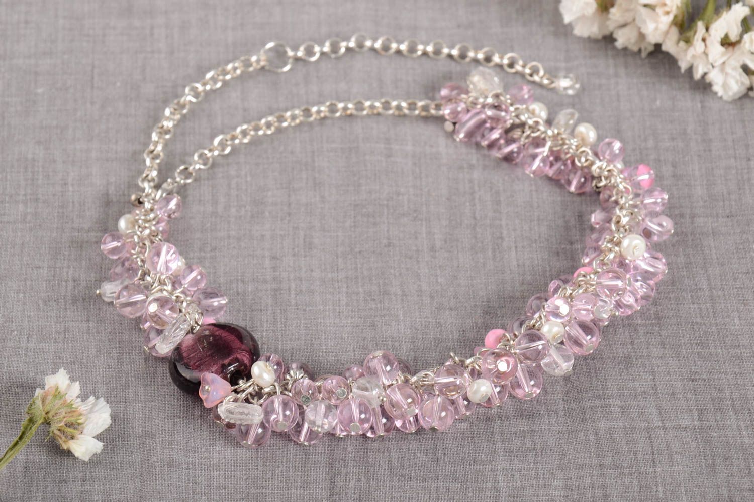 Beautiful handmade beaded necklace glass bead necklace beautiful jewellery photo 1