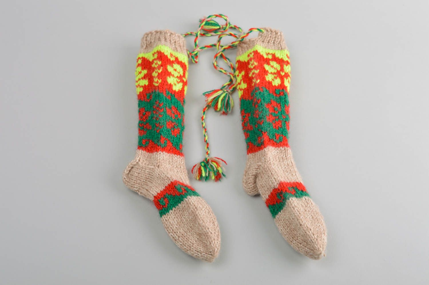 Colorful handmade wool socks warm knitted socks winter accessories for kids photo 2