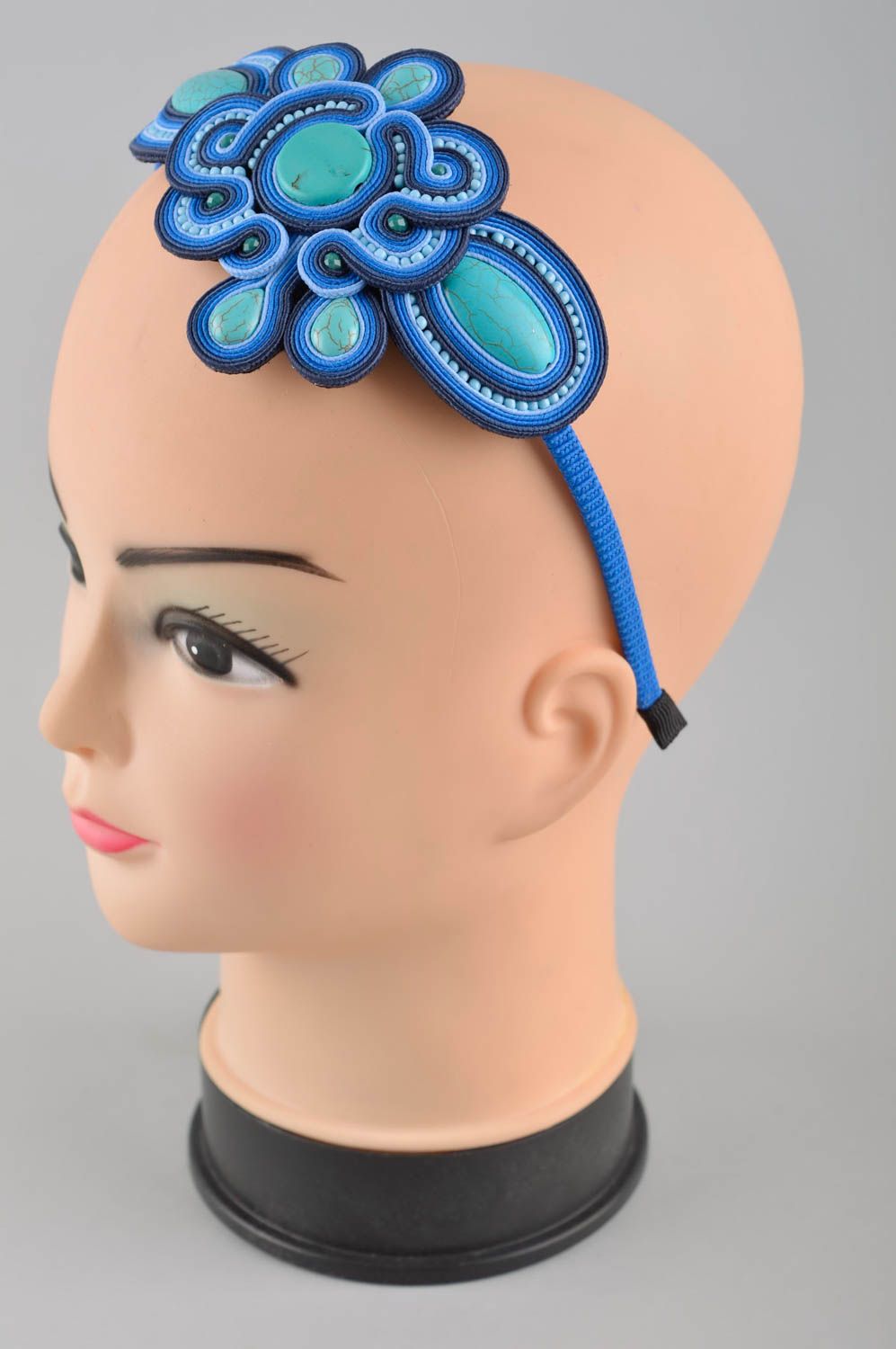 Handmade hair band girls hair accessories blue hair ornament gifts for girls photo 1