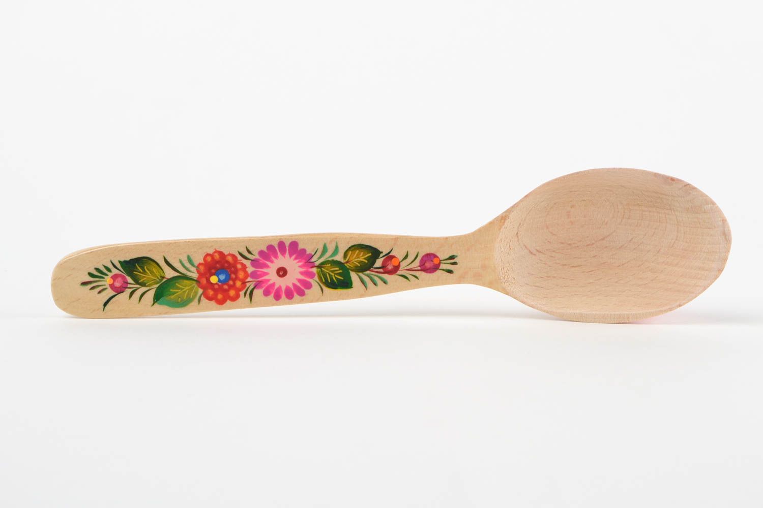 Аксессуар для кухни хэнд мэйд деревянная посуда с росписью деревянная ложка фото 3