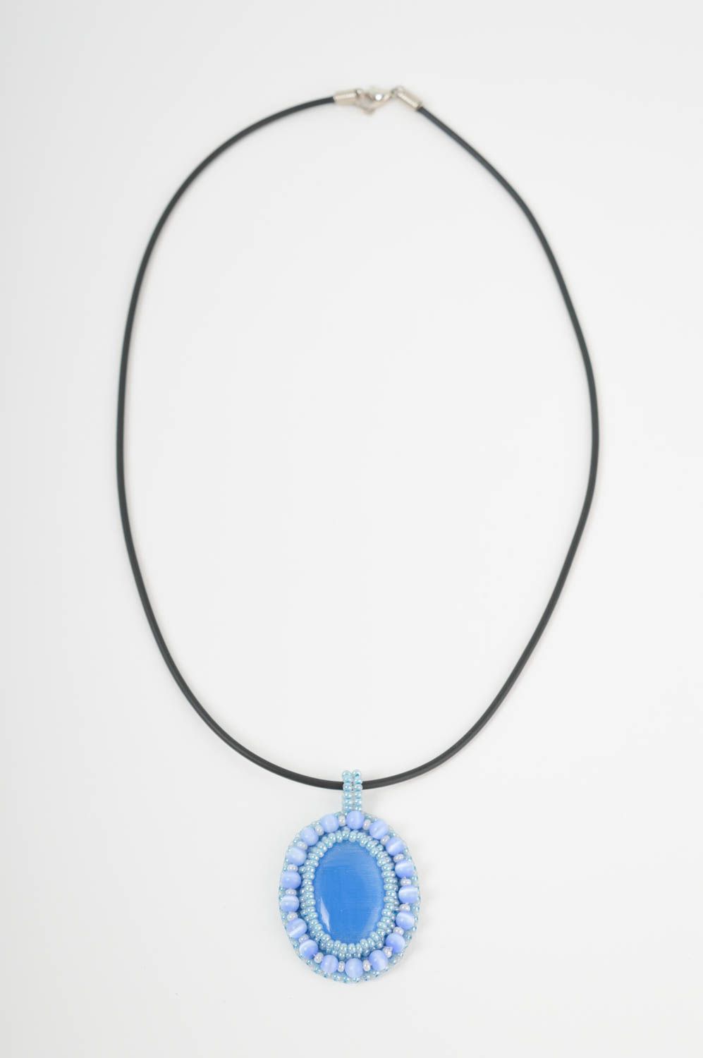 Кулон ручной работы голубое украшение на шею на шнурке модная бижутерия фото 2